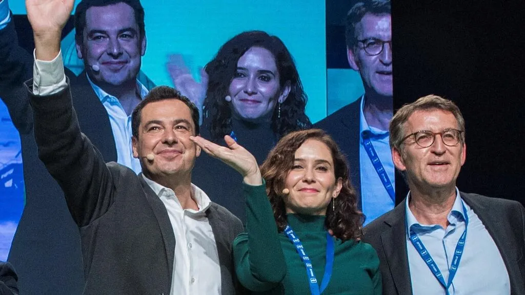 Juan Manuel Moreno Bonilla, Isabel Díaz Ayuso y Alberto Núñez Feijóo (Fuente: PP)